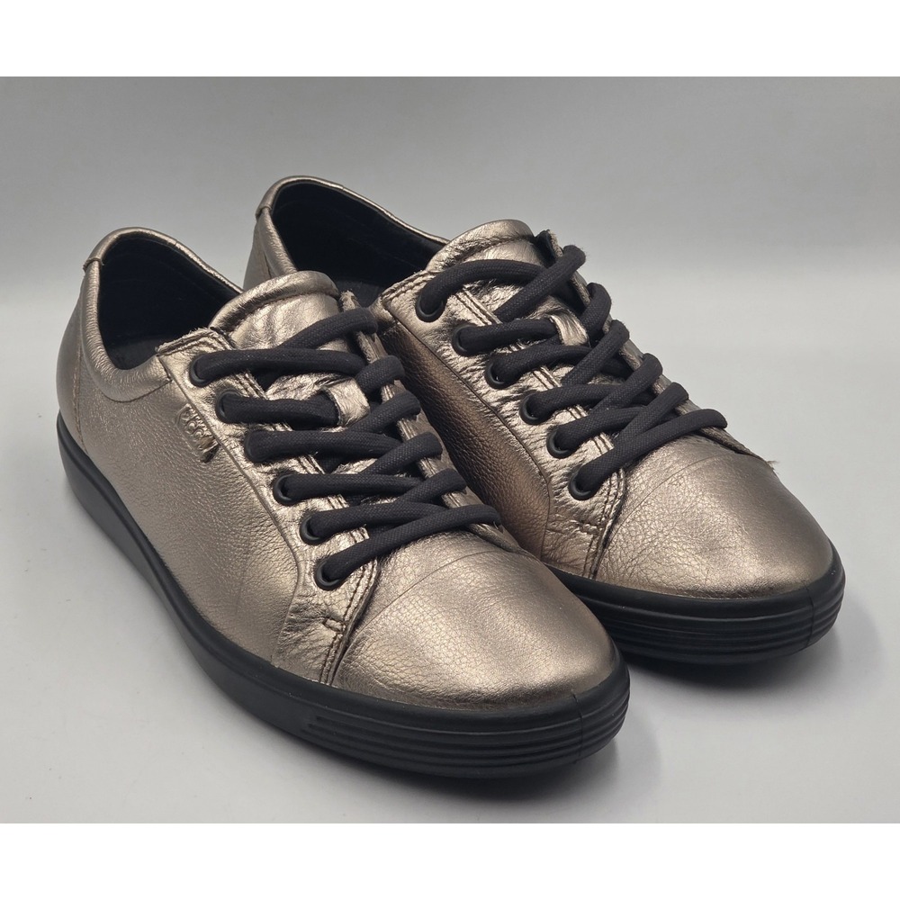 ECCO Soft 7 Womens Metallic Leather Sneakers EU 40 US 9.5 Comfort Walking Shoe